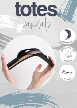 Totes Navy Tape Toe Post Sandal