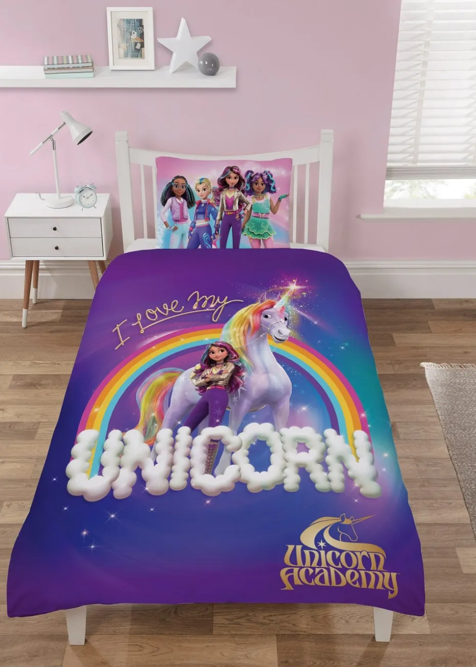 Unicorn Academy Purple Bed Set