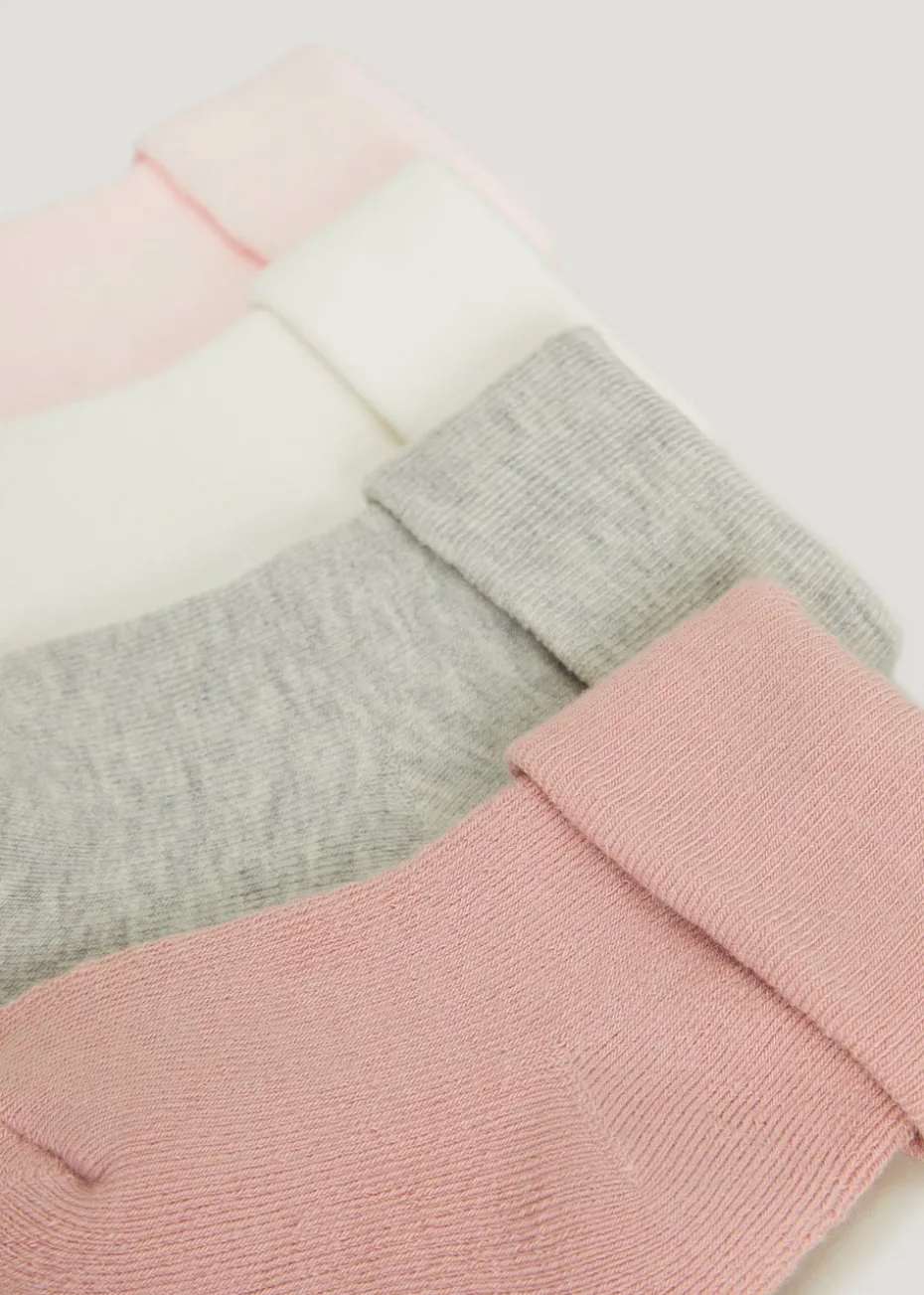 Unisex 4 Pack Pink Terry Tot Baby Socks (Newborn-12mths)