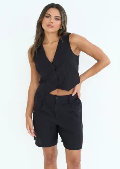 Urban Bliss Black Linen Blend Short