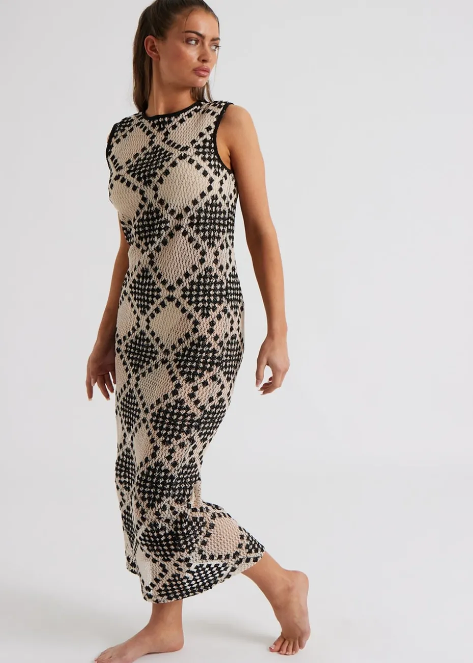 Urban Bliss Black Stitchy Mono Racer Maxi Dress