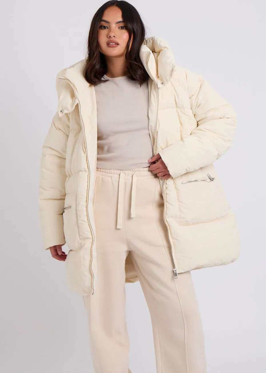 Urban Bliss Cream Mid Length Puffer