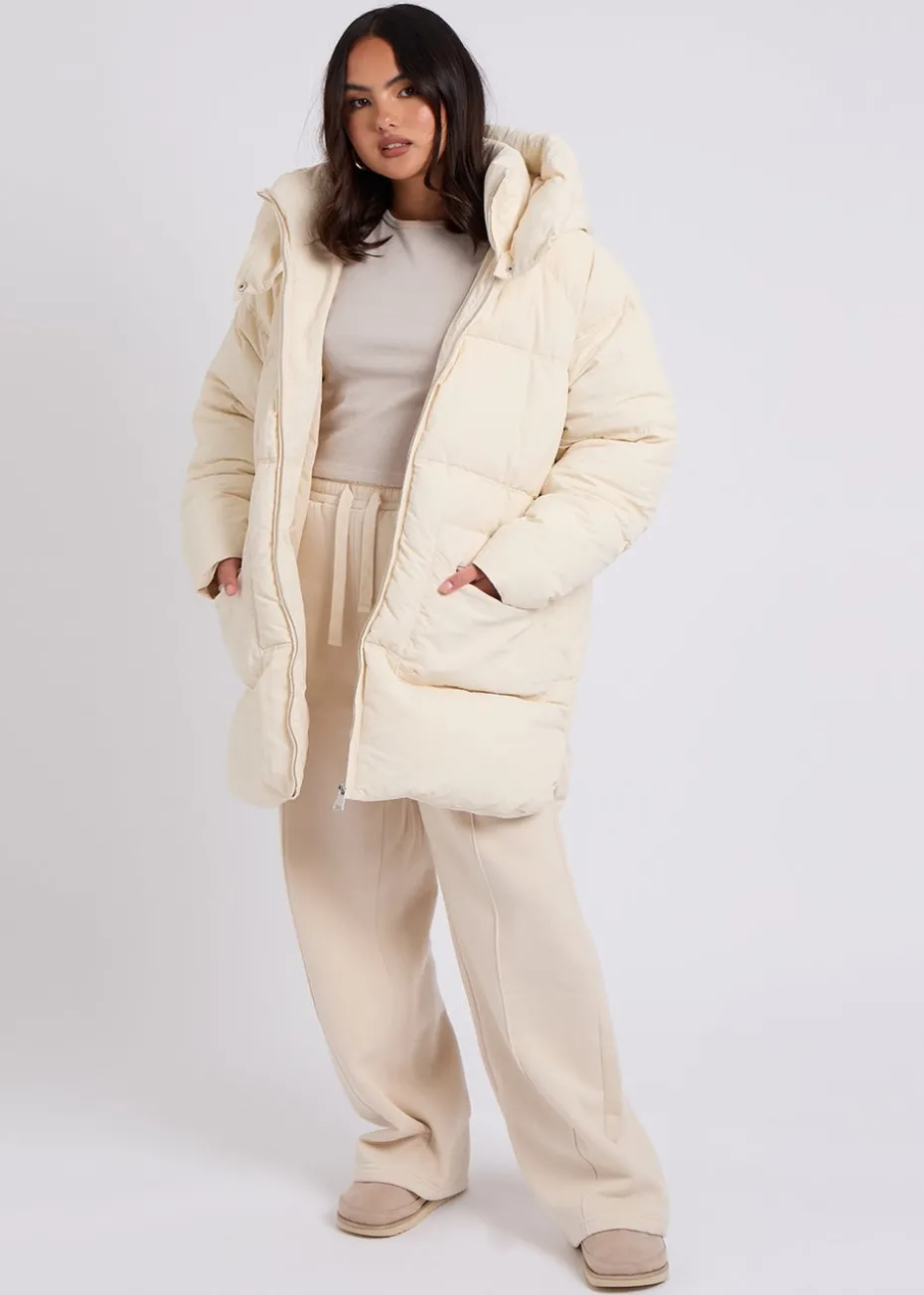 Urban Bliss Cream Mid Length Puffer