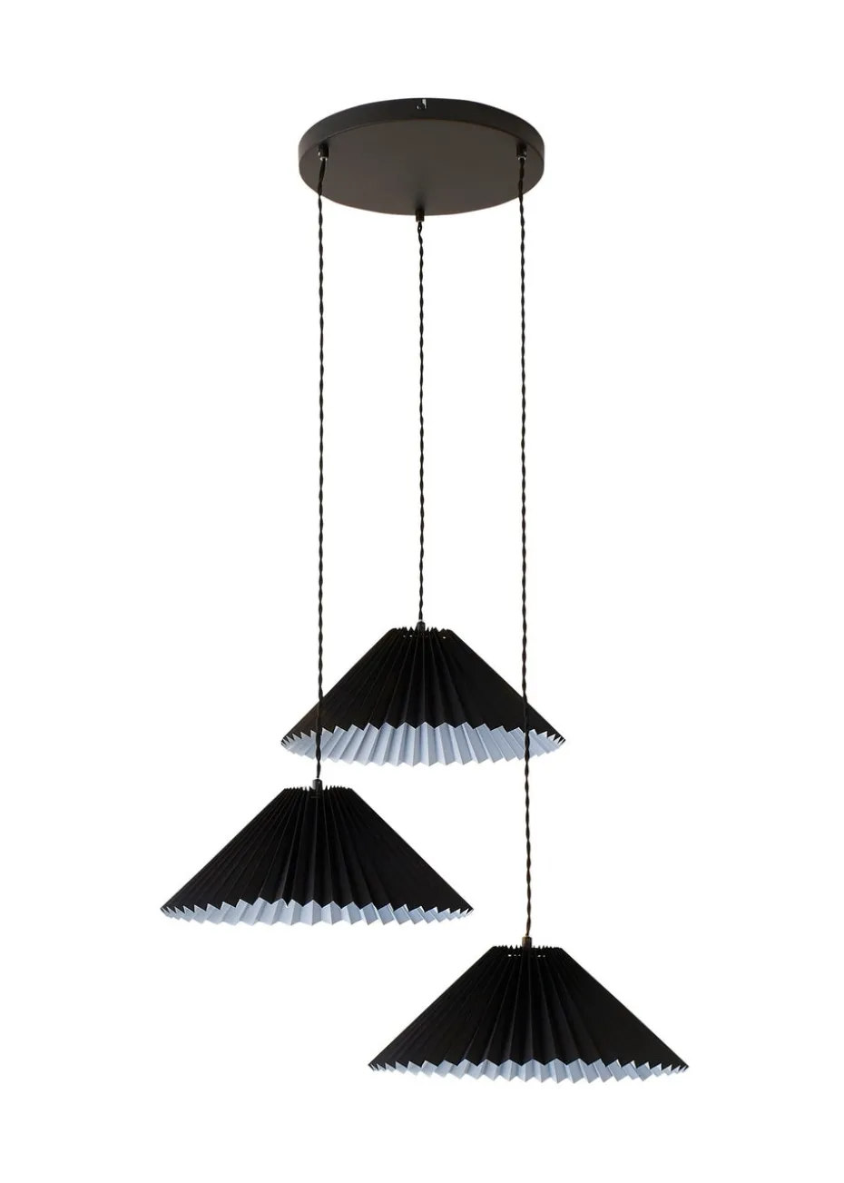 ValueLights Akira Black Pendant Light with Black Tapered Shade (111cm x 57cm x 57cm)