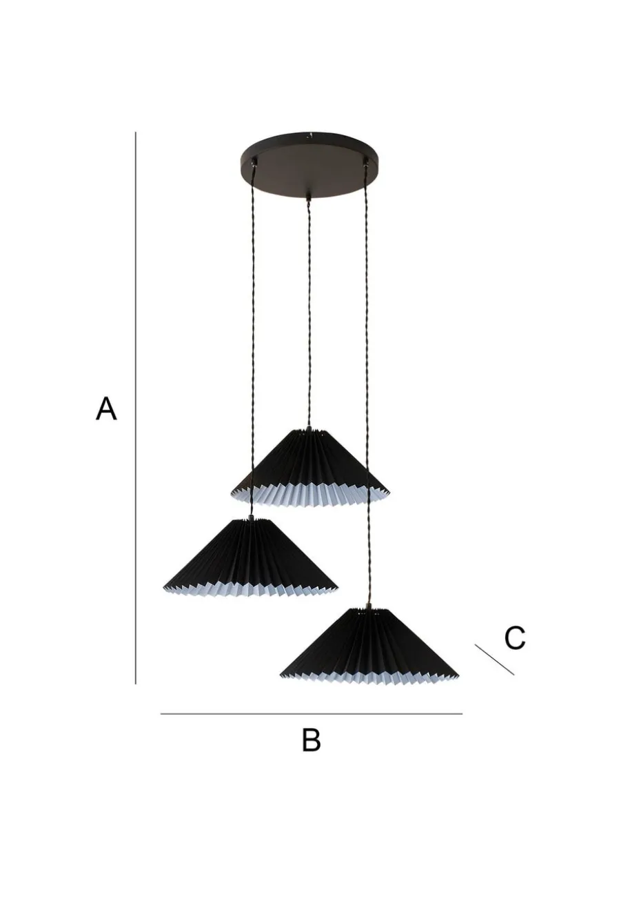 ValueLights Akira Black Pendant Light with Black Tapered Shade (111cm x 57cm x 57cm)