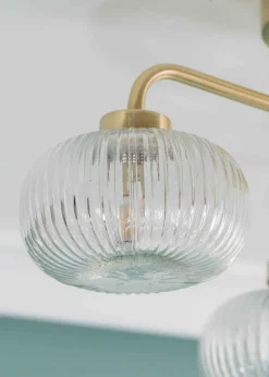 ValueLights Amaia Brushed Gold Semi-Flush Light with Clear Globe Shade