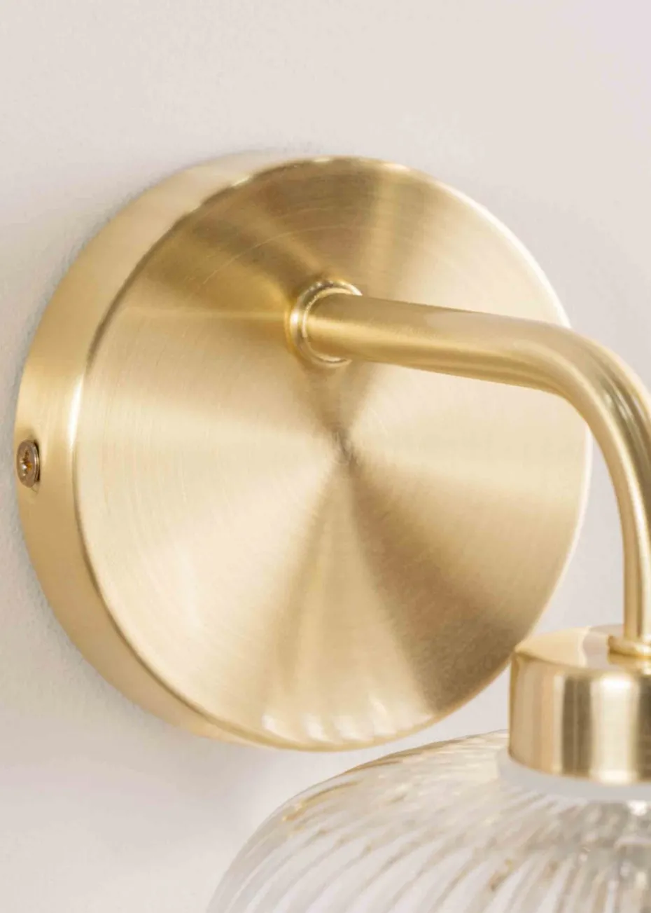 ValueLights Amaia Brushed Gold Wall Light with Clear Globe Shade