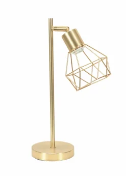 ValueLights Angus Brushed Gold Adjustable Table Lamp with Gold Shade (41cm x 12.5cm x 23cm)