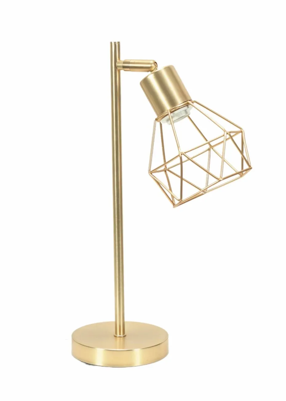 ValueLights Angus Brushed Gold Adjustable Table Lamp with Gold Shade (41cm x 12.5cm x 23cm)
