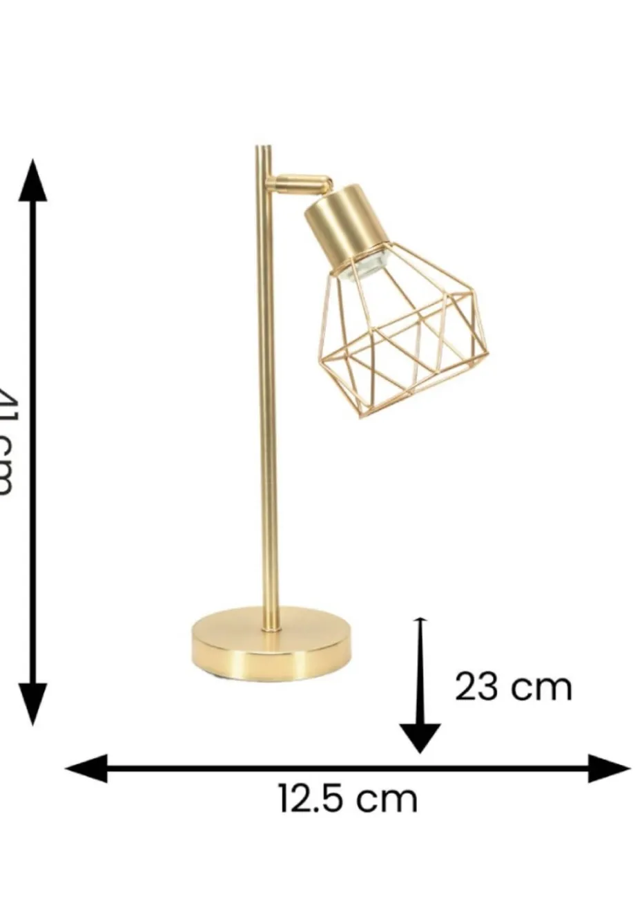 ValueLights Angus Brushed Gold Adjustable Table Lamp with Gold Shade (41cm x 12.5cm x 23cm)