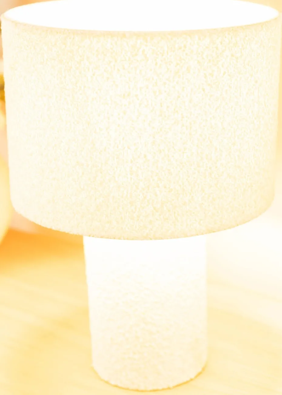 ValueLights Ash Natural Boucle Table Lamp (32cm x 22cm x 22cm)