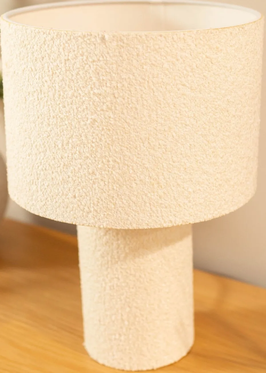 ValueLights Ash Natural Boucle Table Lamp (32cm x 22cm x 22cm)
