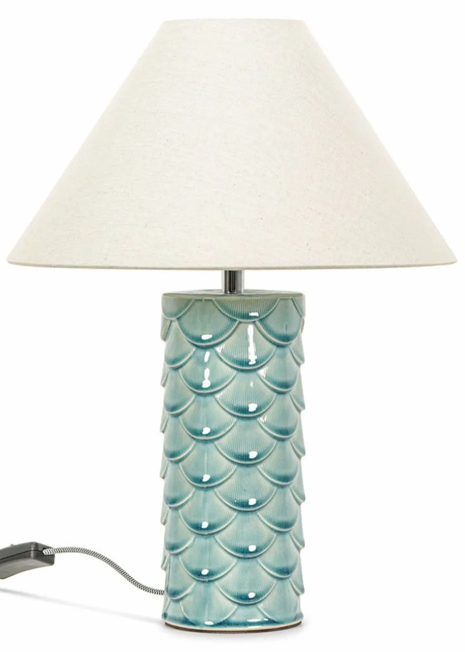 ValueLights Athena Blue Ceramic Table Lamp (42cm x 32cm x 32cm)