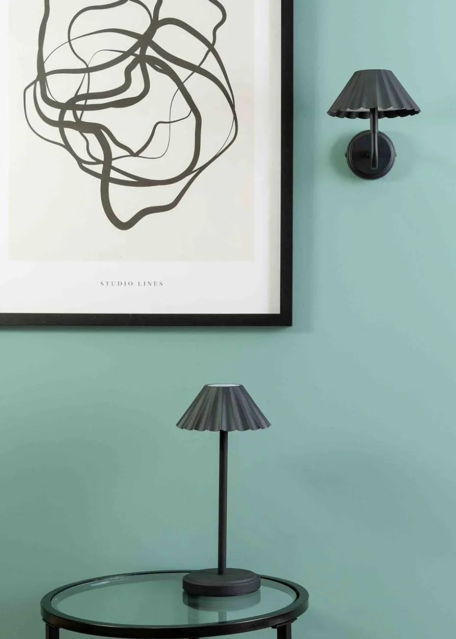 ValueLights Avery Dimmable Black Table Lamp with Black Shade Integrated LED