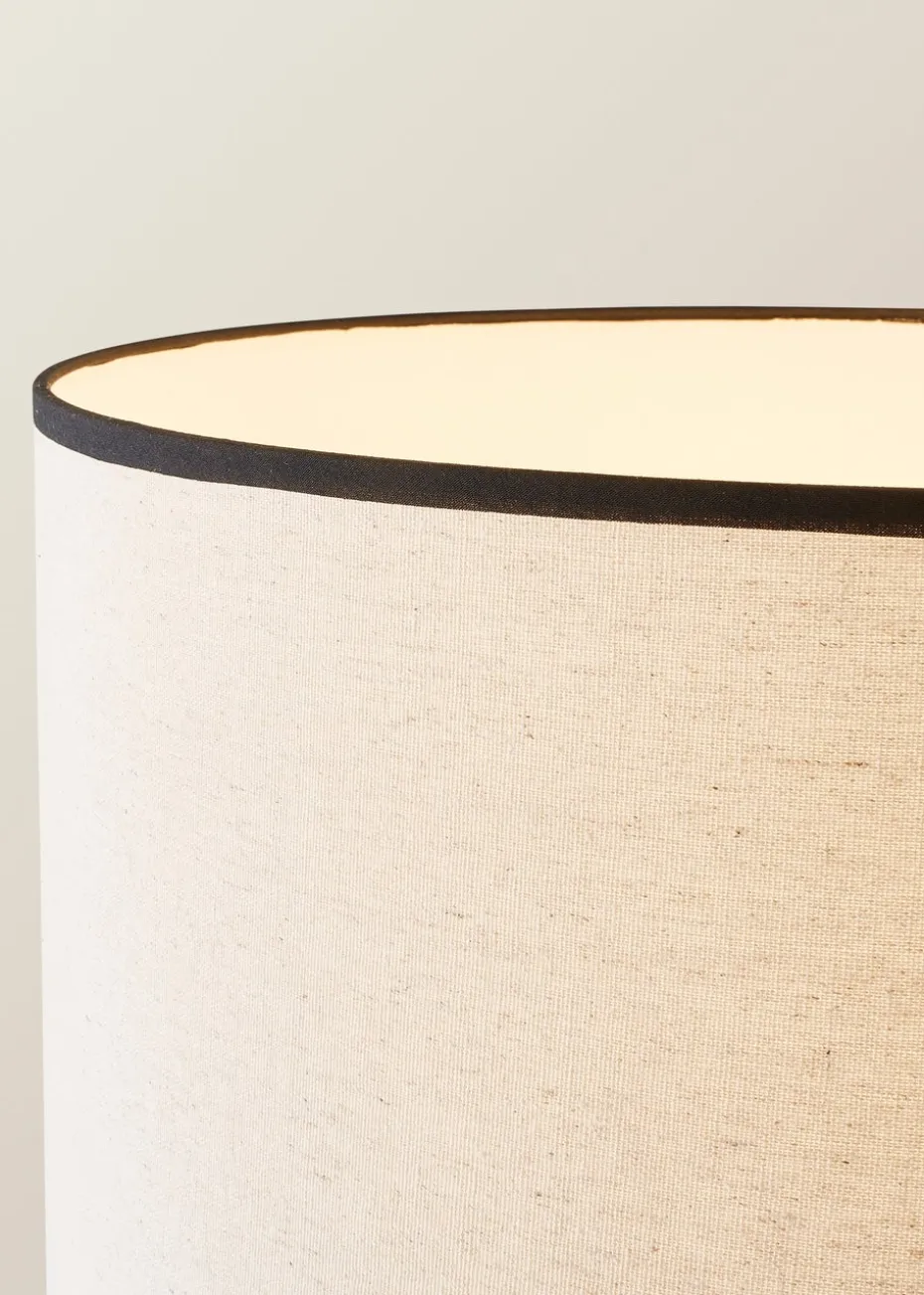 ValueLights Barbro Tripod Wood Black Floor Lamp with Large Drum Trim Shade