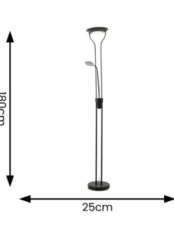 ValueLights Beata Dimmable Matte Black Floor Lamp (180cm x 25cm x 46cm)