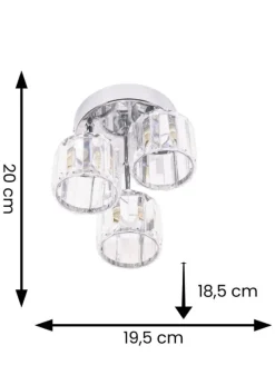 ValueLights Beth Polished Silver Semi-Flush Light with White Shade (20cm x 19.5cm x 18.5cm)
