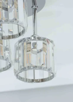ValueLights Beth Polished Silver Semi-Flush Light with White Shade (20cm x 19.5cm x 18.5cm)