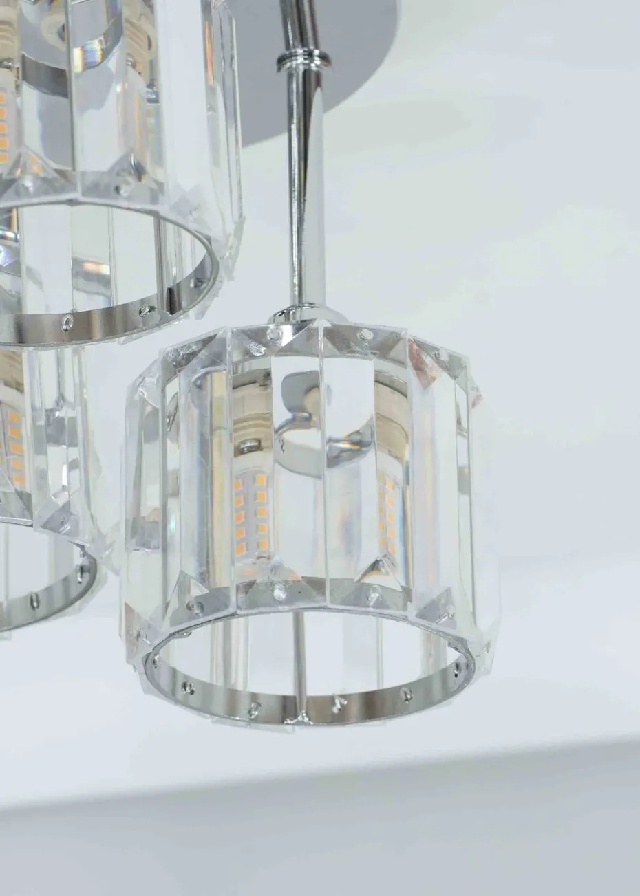 ValueLights Beth Polished Silver Semi-Flush Light with White Shade (20cm x 19.5cm x 18.5cm)