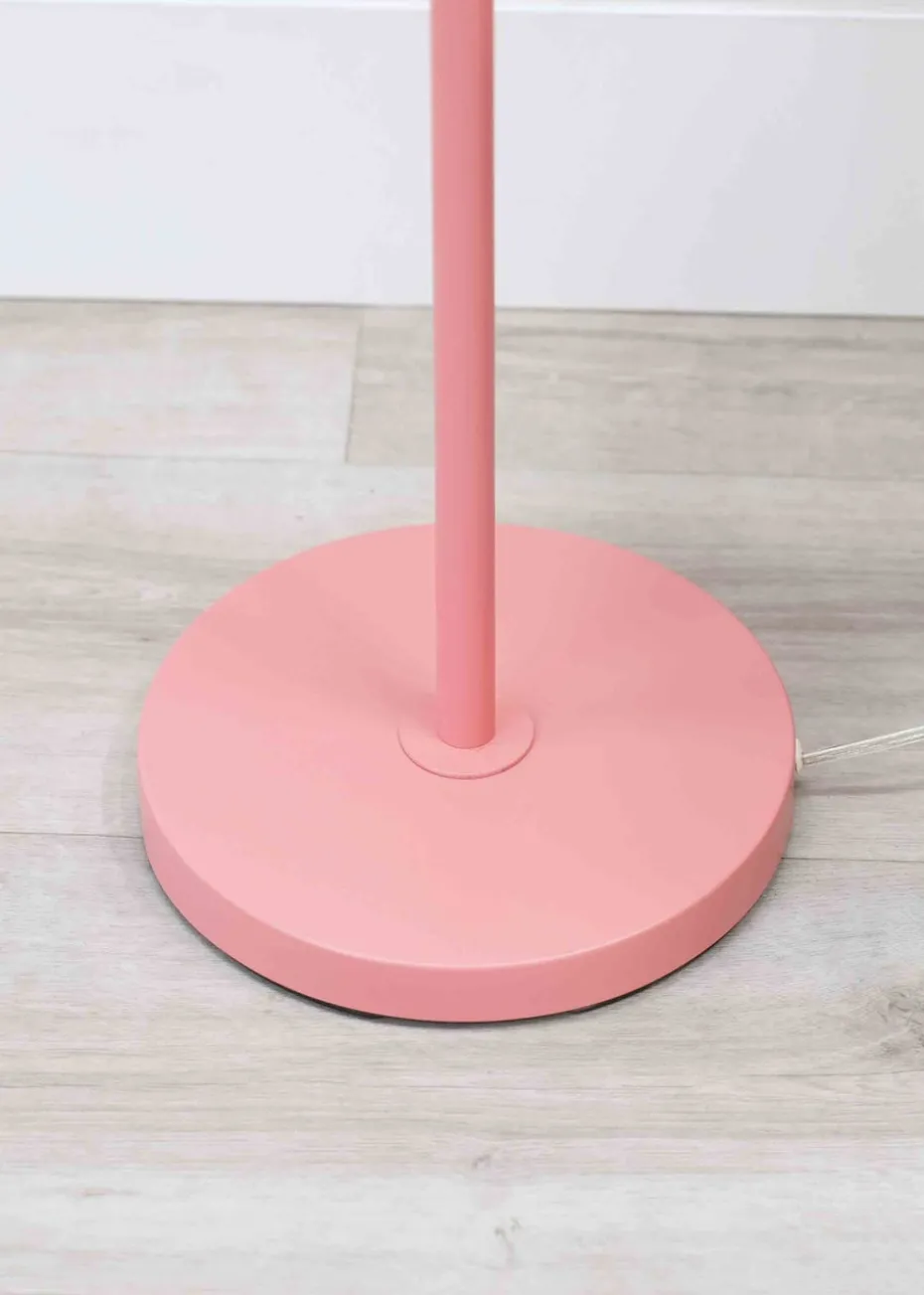 ValueLights Bibi Gloss Pink Floor Lamp with Pink Tapered Shade