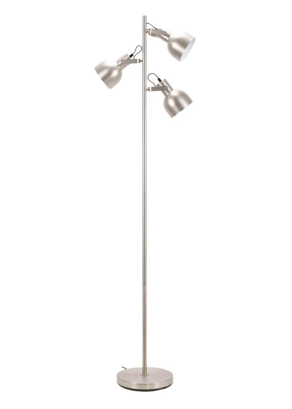 ValueLights Brushed Silver Floor Lamp with Silver Dome Shade (162cm x 45cm x 25cm)