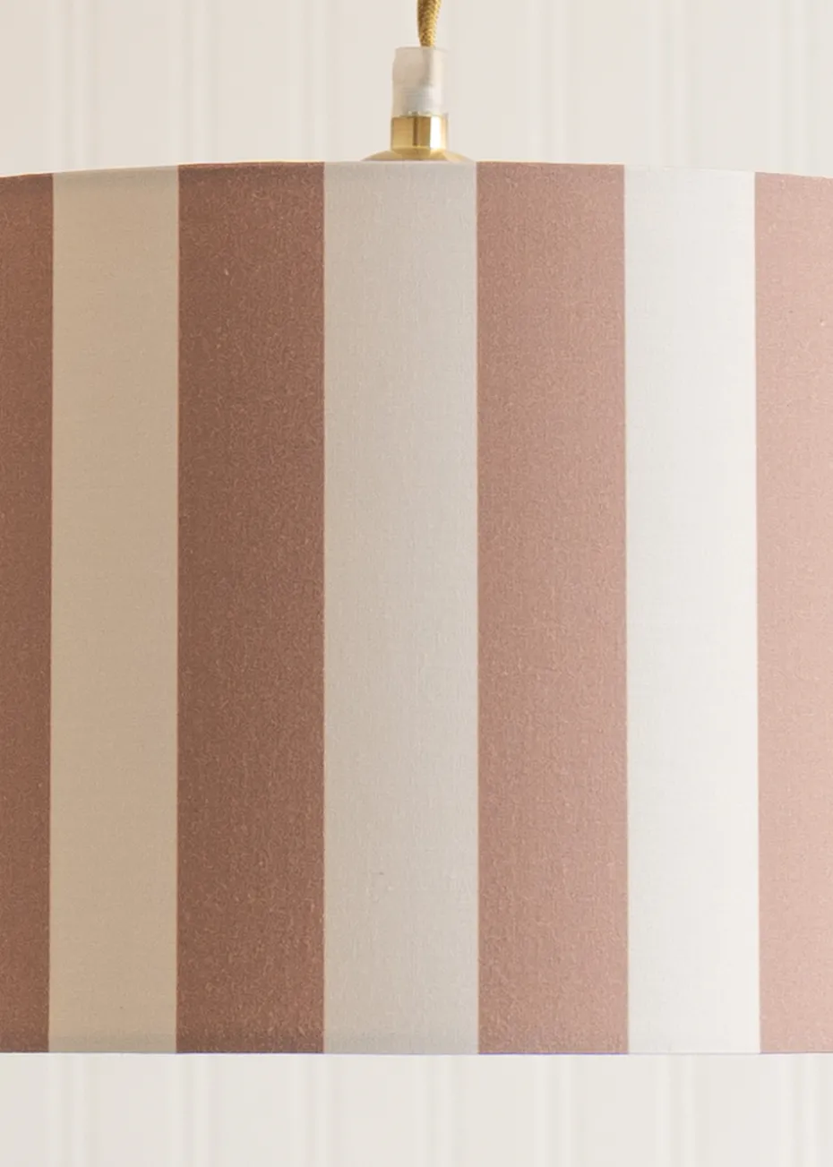 ValueLights Callie Natural & Brown Stripe Small Fabric Drum Lamp Shade