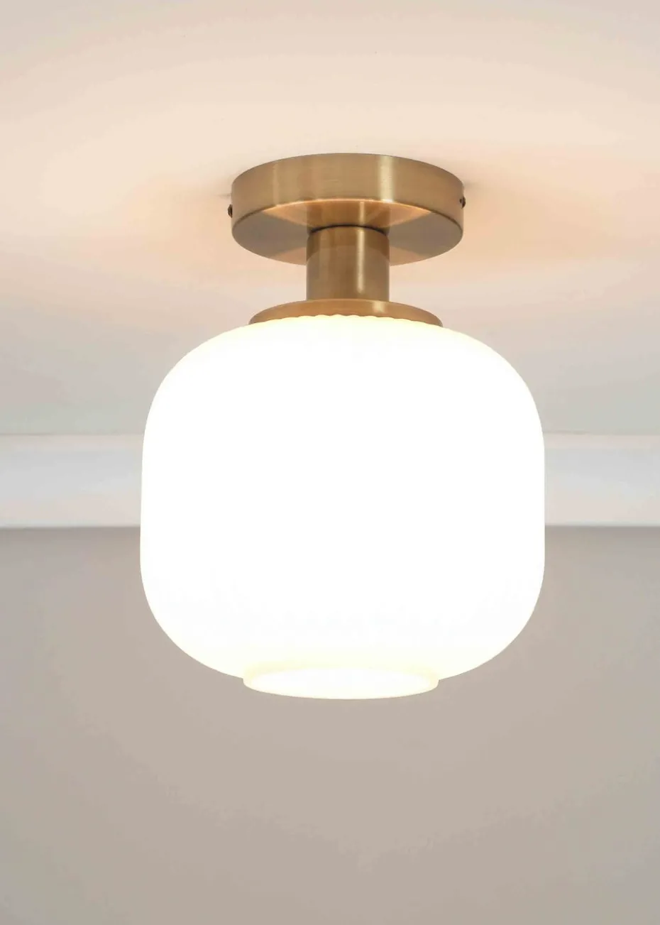 ValueLights Calpe Opal White Flush Light with White Oval Shade