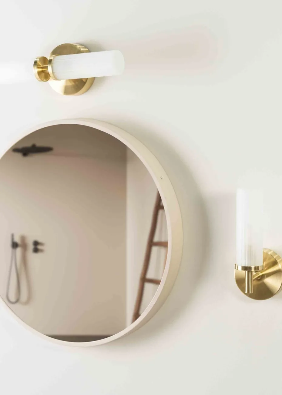 ValueLights Canya Matte Gold Wall Light with Clear Drum Shade