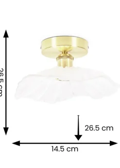 ValueLights Cassia Gold Semi-Flush Light (26.5cm x 14.5cm x 26.5cm)