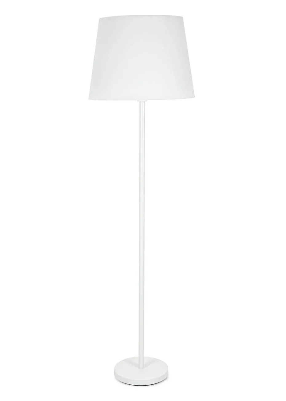 ValueLights Charlie Painted White Floor Lamp with Large Tapered Shade
