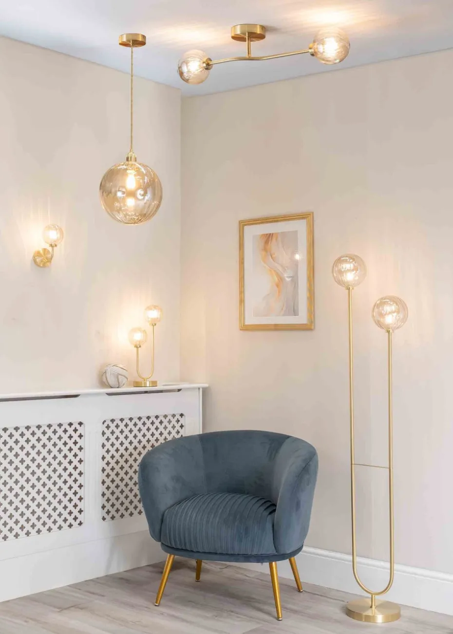 ValueLights Chessy Glass Amber Gold Globe Ceiling Pendant Shade