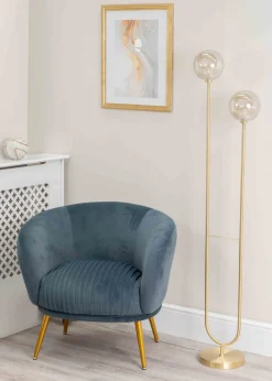 ValueLights Chessy  Gold Floor Lamp with Globe Shade (153cm x 32cm x 23cm)