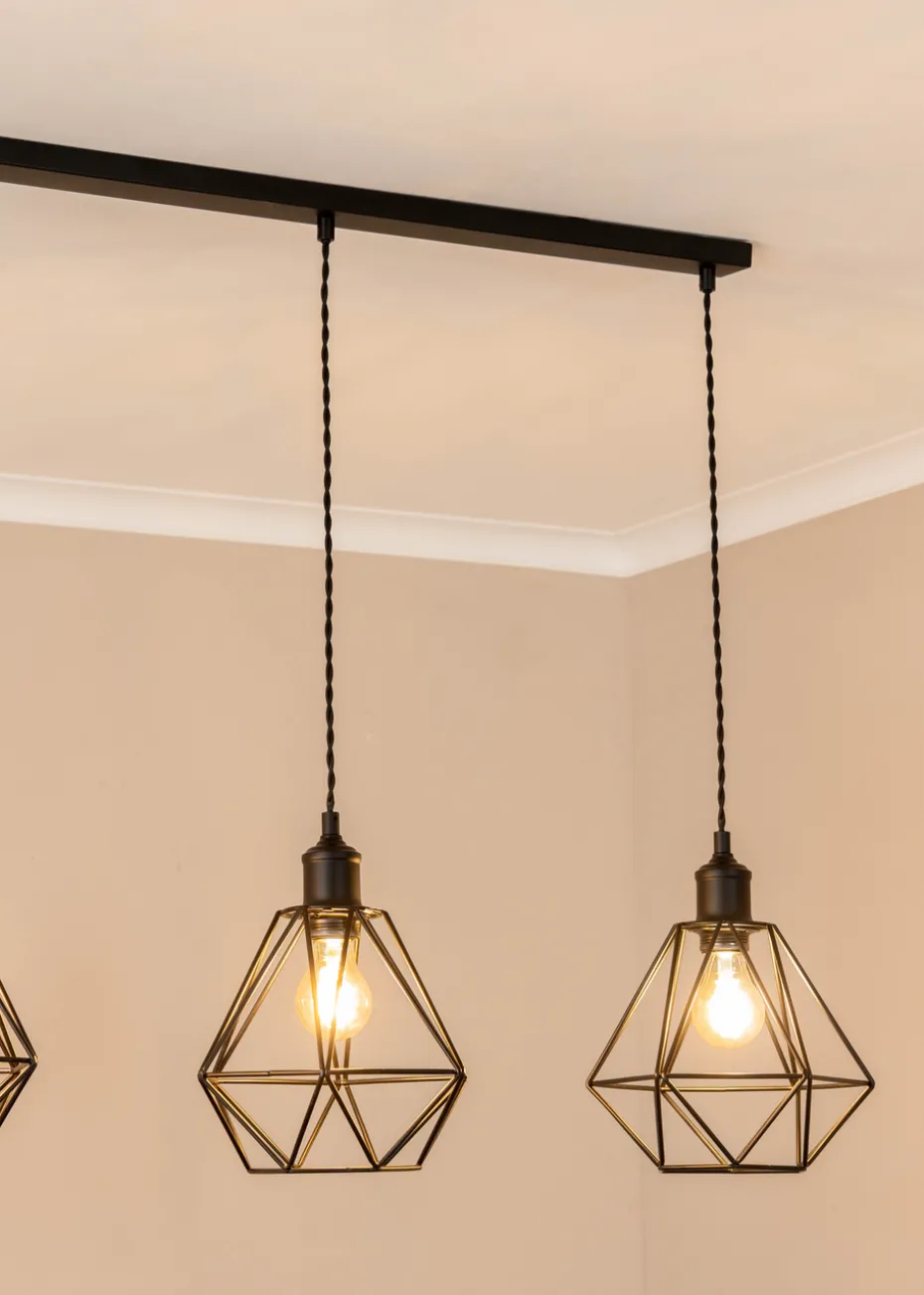 ValueLights Diablo Geometric Shade 3 Drop Diner Bar Ceiling Pendant Light