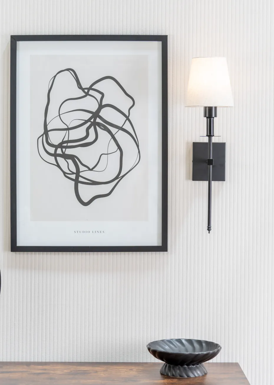 ValueLights Dimmable Black Wall Light with Cream Shade Integrated LED