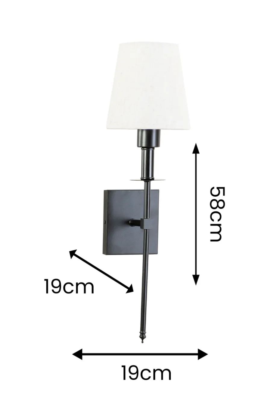 ValueLights Dimmable Black Wall Light with Cream Shade Integrated LED