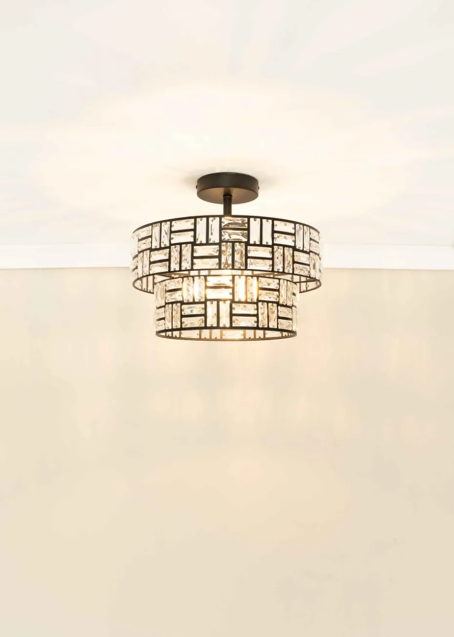 ValueLights Elise Matte Black Pendant Light with Black Tiered Shade