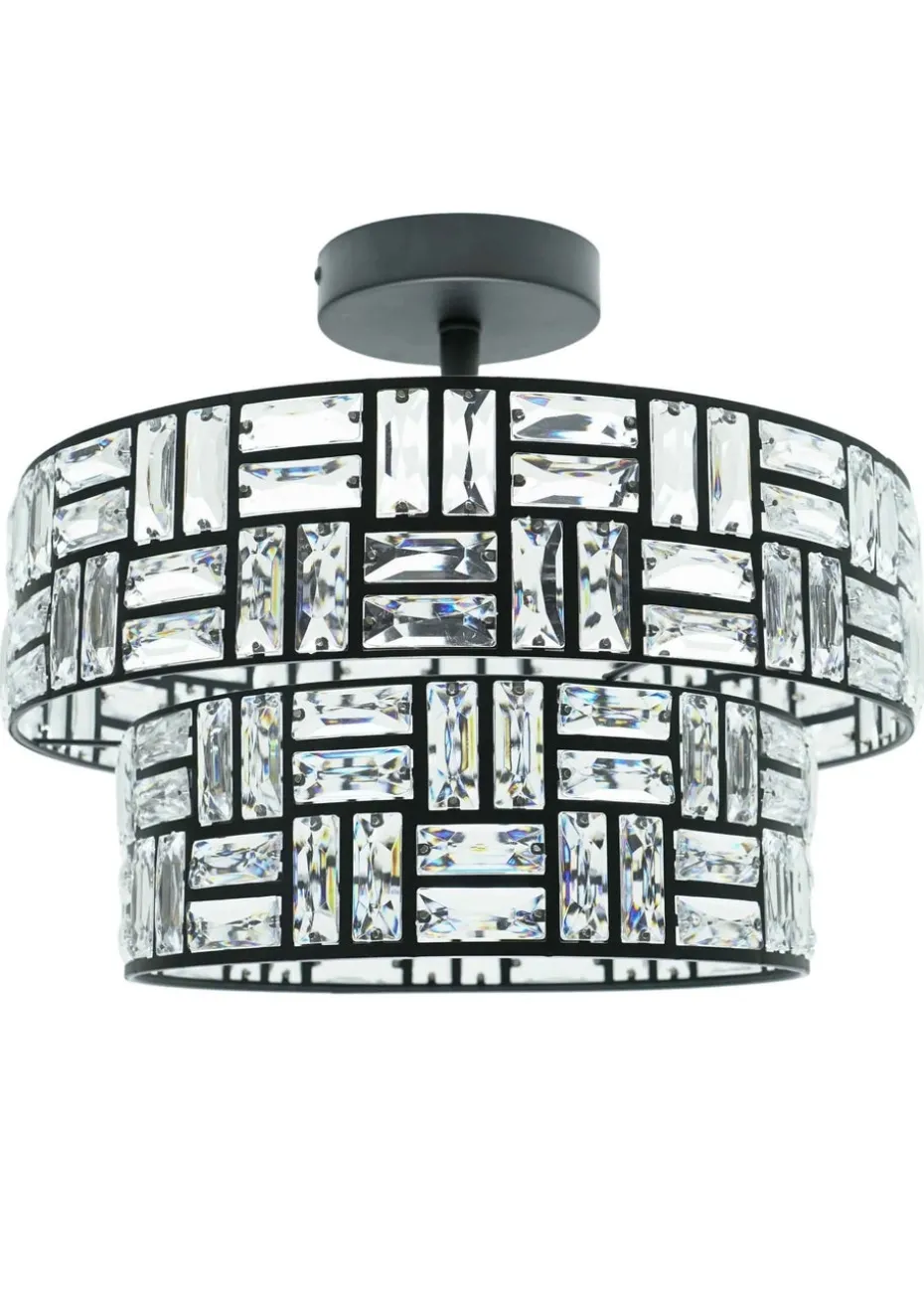 ValueLights Elise Matte Black Pendant Light with Black Tiered Shade