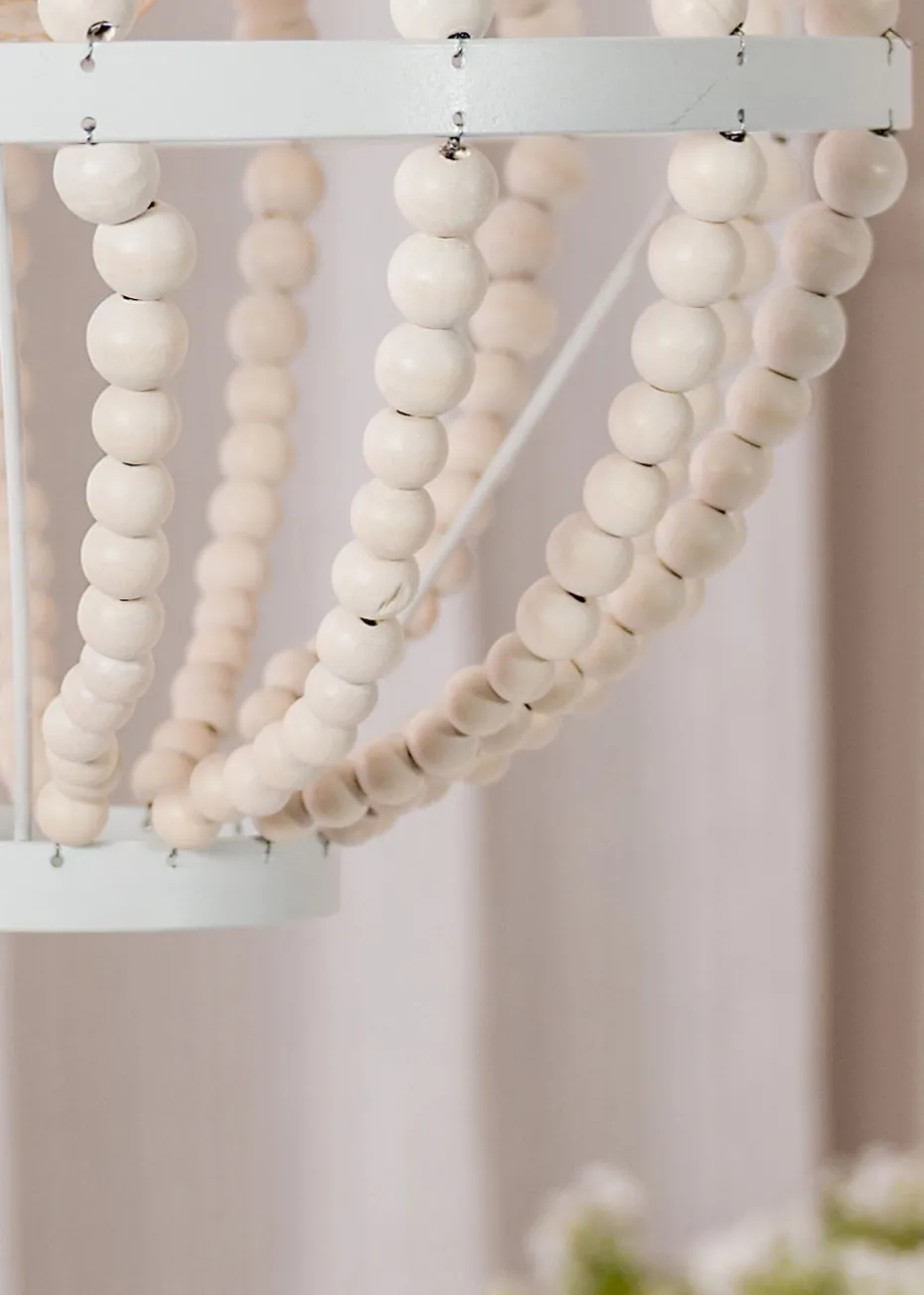 ValueLights Elodie Beaded Easy Fit Chandelier Shade (36.5cm x 30cm x 30cm)