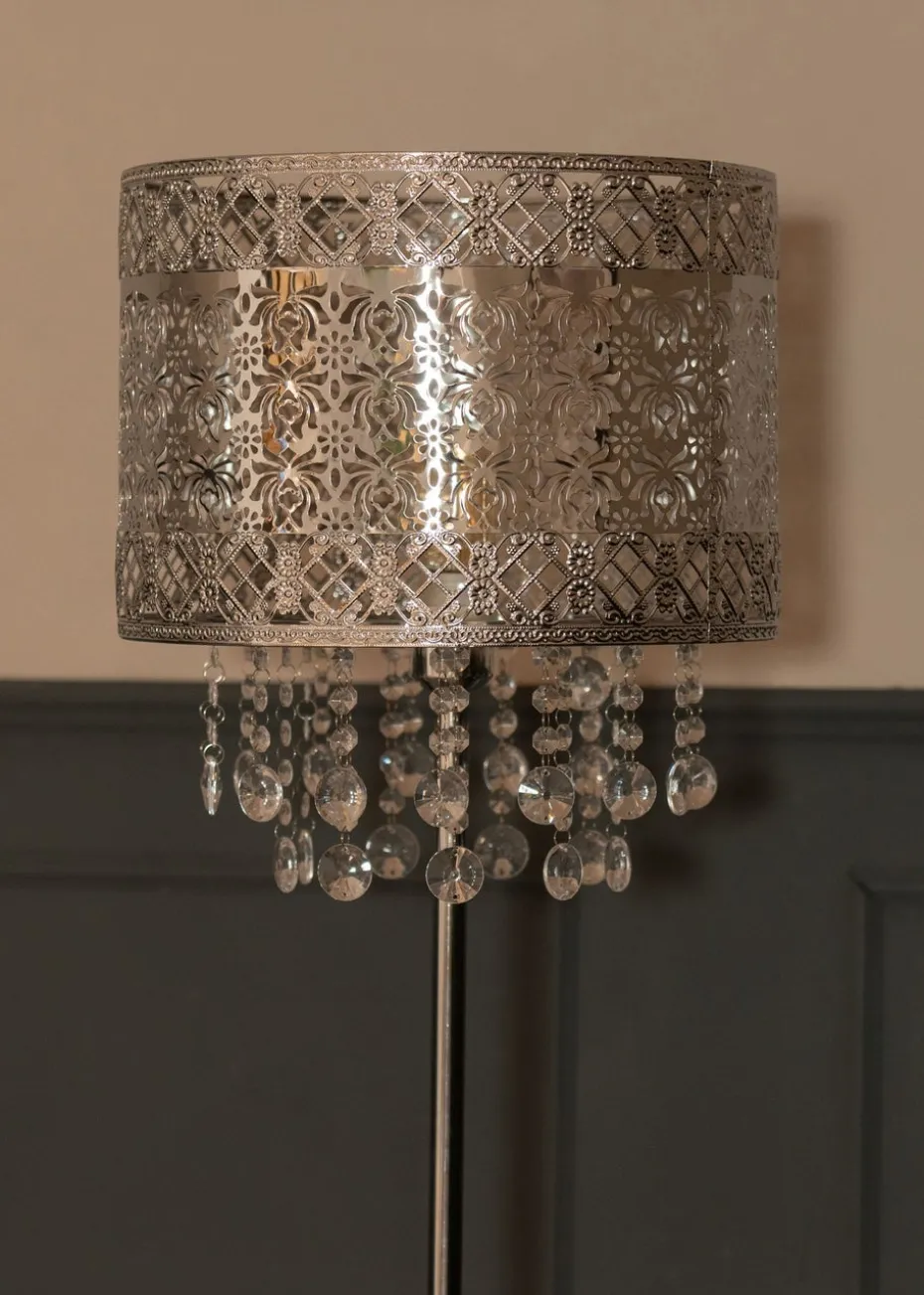 ValueLights Enna Silver Metal Floor Lamp (162.5cm x 33.5cm x 33.5cm)