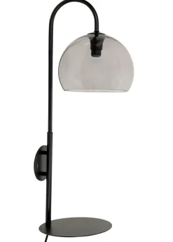 ValueLights Glenn Smoked Glass Globe Shade Wall Light with Shelf