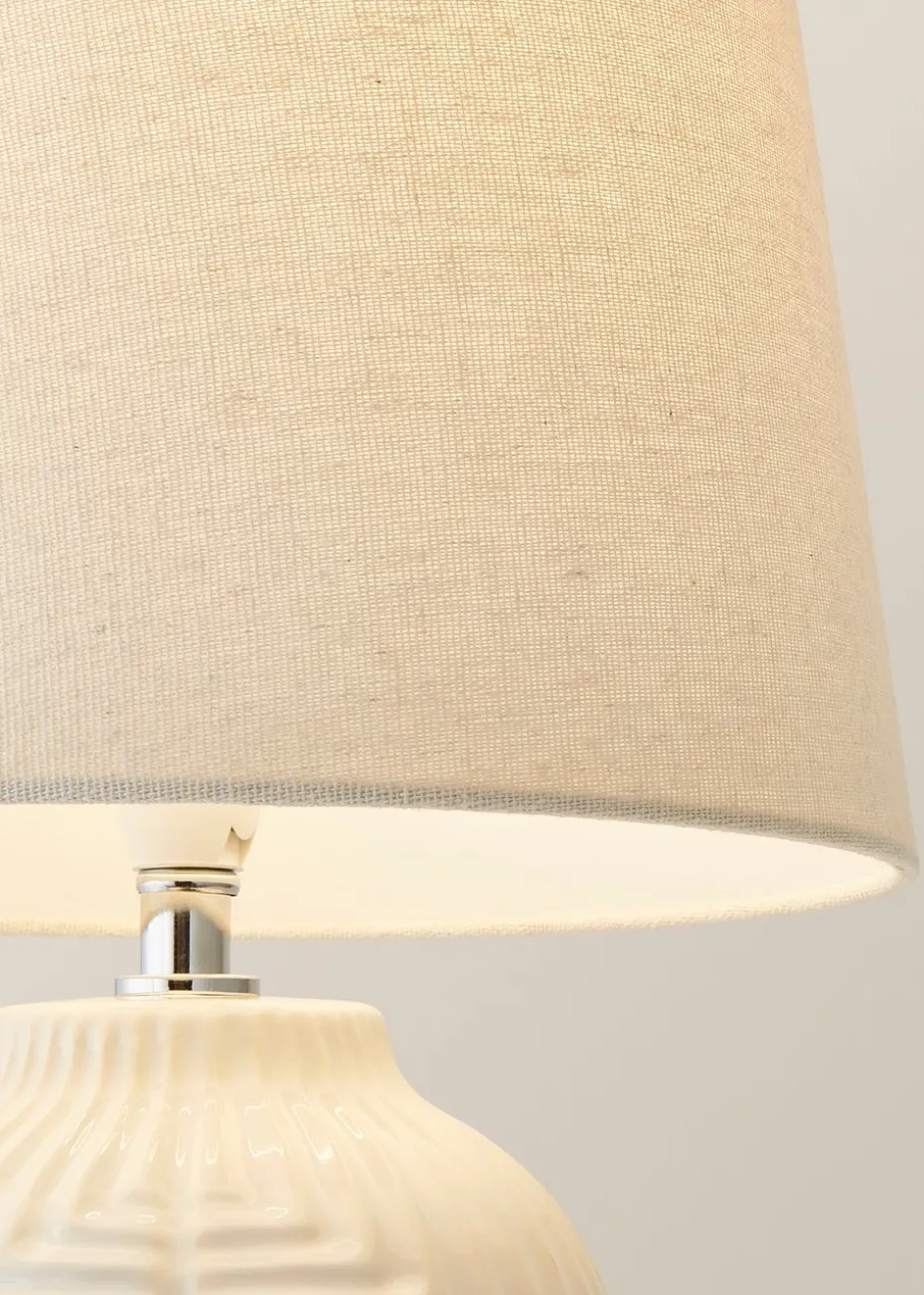 ValueLights Harrison Tapered Lamp Shade Geometric Ribbed Pattern Gloss Small Table Lamp