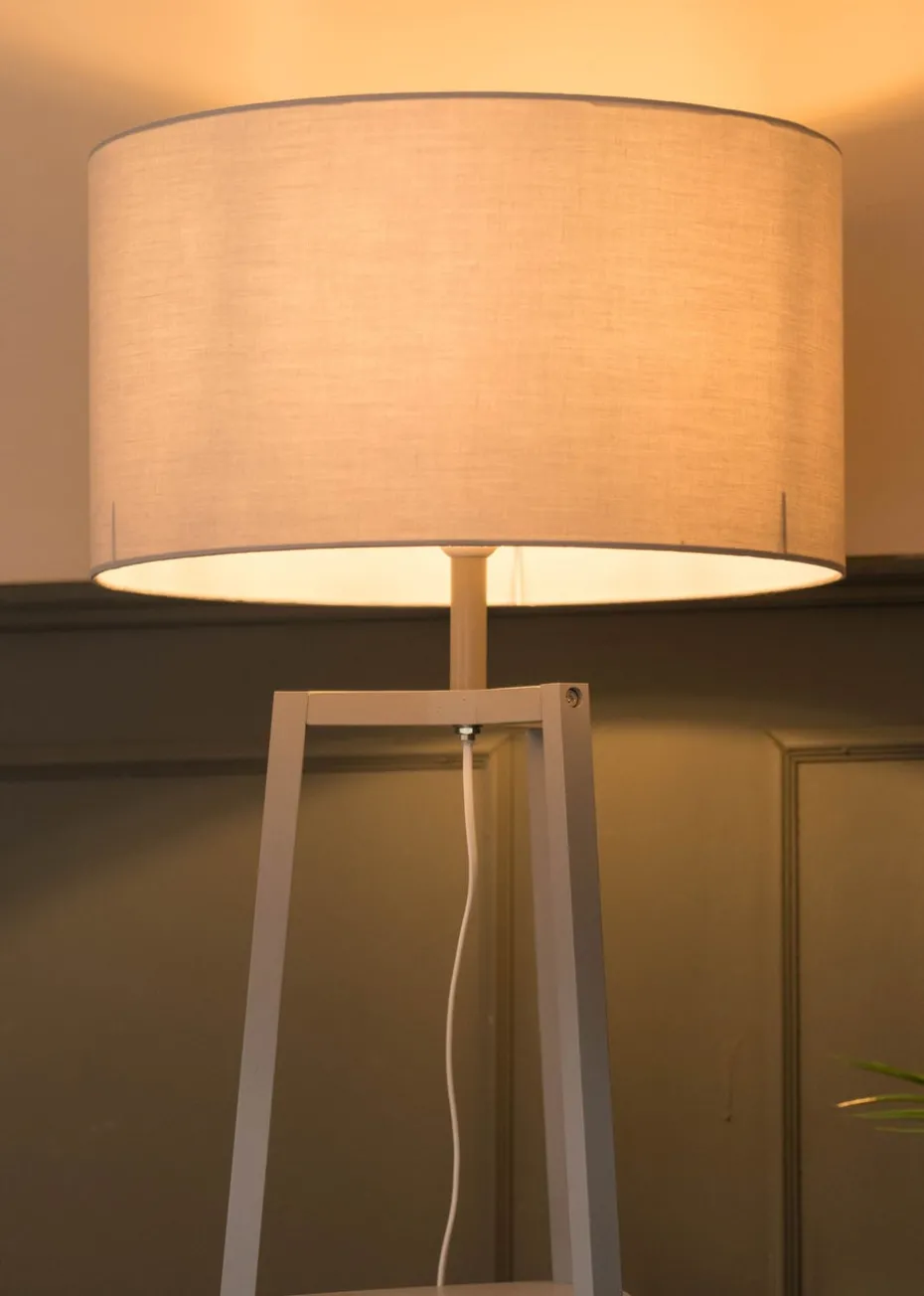 ValueLights Hiru Grey 3 Tier Shelf Floor Lamp Grey Shade (138cm x 44cm x 44cm)