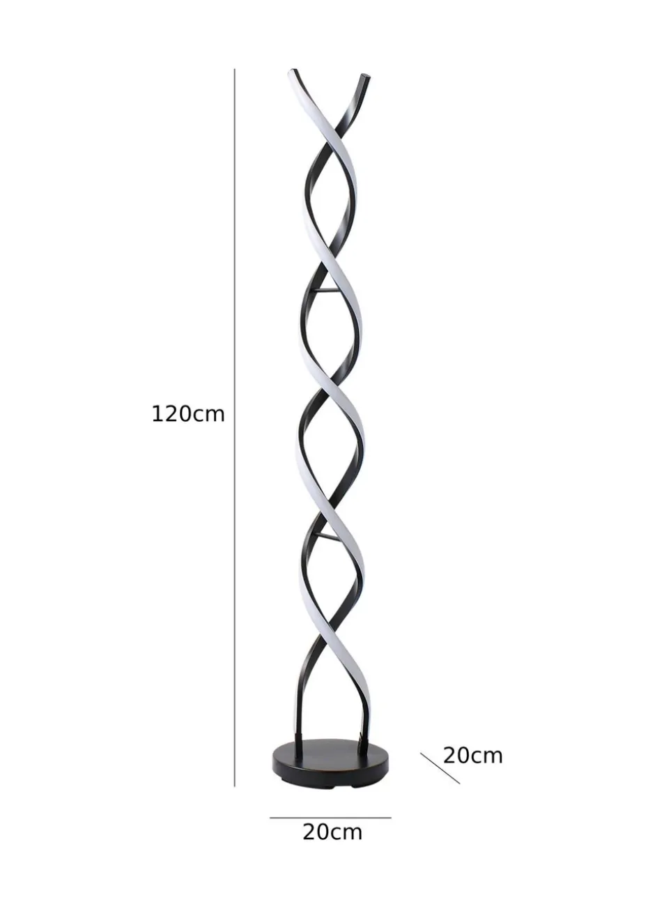 ValueLights Infinity Matt Black Double Twist Integrated LED Floor Lamp (120cm x 20cm x 20cm)