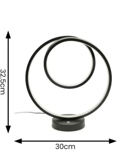 ValueLights Infinity Matt Black Loop Integrated LED Table Lamp (32cm x 30cm x 12cm)