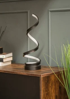 ValueLights Infinity Matt Black Single Twist LED Table Lamp (41.5cm x 12cm x 12cm)