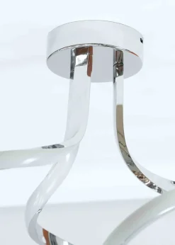 ValueLights Infinity Silver Flush Light with White  Shade Integrated LED (38cm x 35cm x 34.5cm)
