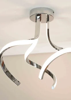 ValueLights Infinity Silver Flush Light with White  Shade Integrated LED (38cm x 35cm x 34.5cm)