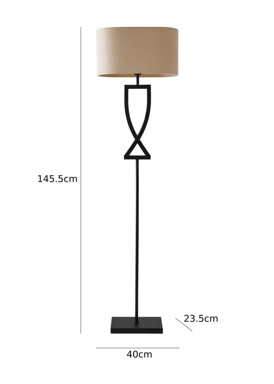 ValueLights Katniss Black Metal FLoor Lamp (145.5cm x 40cm x 25cm)
