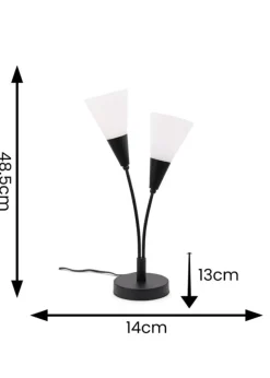 ValueLights Kristina Black Table Lamp with White Uplighter Shade (48.5cm x 13cm x 14cm)