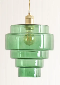 ValueLights Lane Green Glass 5 Tier Layered Easy Fit Ceiling Pendant Lamp Shade